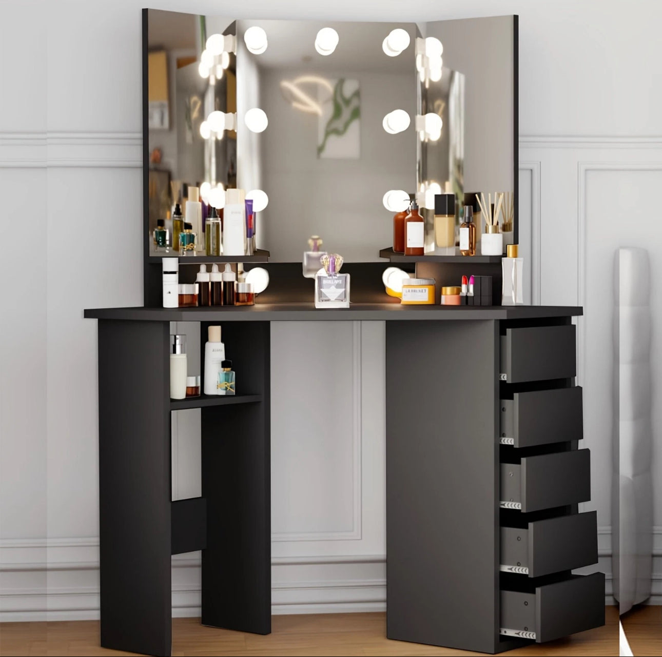 Panana Corner Dressing Table with LED Light