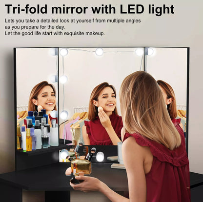 Panana Corner Dressing Table with LED Light