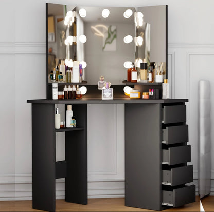 Panana Corner Dressing Table with LED Light