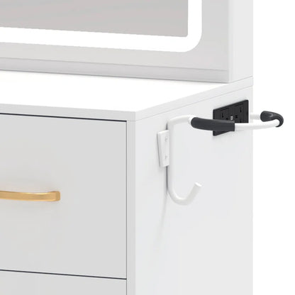 White Dressing Table With 4 Drawers, LED Mirror & Stool Bedroom Vanity