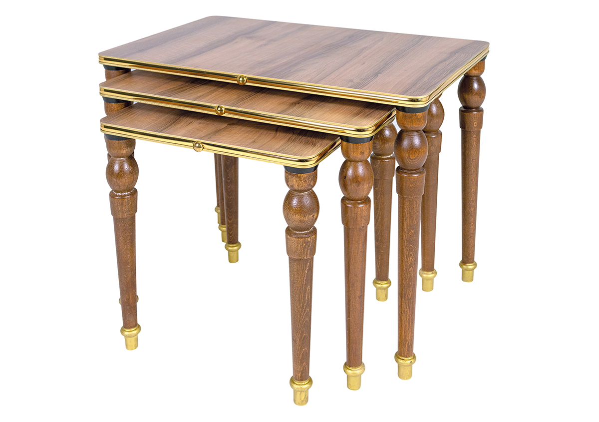 Nest of 3 brown wood effect table living room