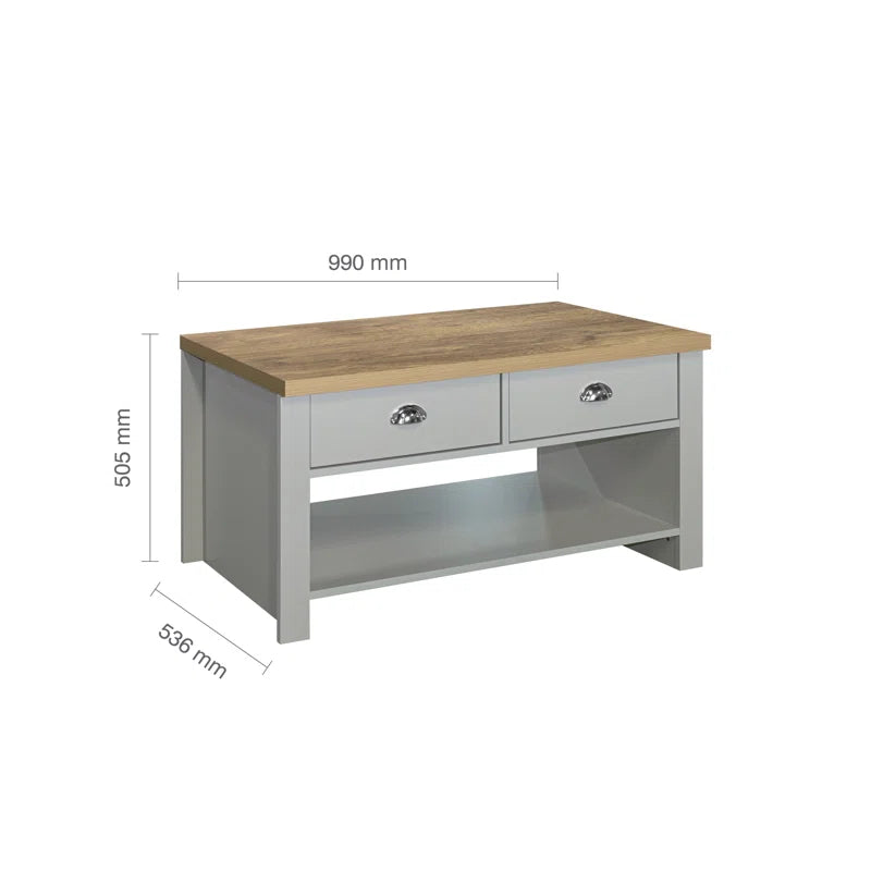 Coffee Table with Storage 2 Drawer with Shelf Modern